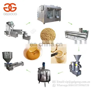 Professional Automatic Continuous Peanut Butter Making Roasting Cooling Production Line Tahini Sesame Butter Machine thumbnail-1