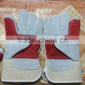 RED AND GRAY Cow Split Leather Glove, Full Palm thumbnail-1
