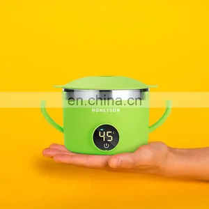 Baby Bowls Stainless Steel-Toddler Dishes-Kids Feeding Bowls-Suction Cup Bowl With Lid thumbnail-1