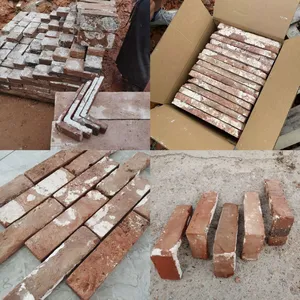 Reclaimed Old Red Brick Tile for Industrial Wall Cladding, 22mm Thickness, Vintage Wall Material thumbnail-3