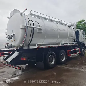 Sinotruk Howo 8x4 Rear Axle 371hp Export Type Sewage Suction Truck, 6x4 Right-hand Drive Vacuum Sewage Suction Truck thumbnail-3