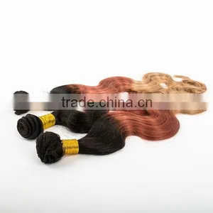 Body Wave Three Different Color Hair Weaves Sew in Human Hair Weave Ombre Hair Brazilian Ombre Weave Hair thumbnail-6