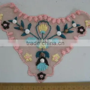 EMBROIDERY MESH VNECK NECKLINE WITH PLASTIC SEW ON BEADS, MOTIF, SEW ON, RAD500 thumbnail-1