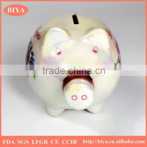 Pink Pig Piggy Bank Savings Bank Money Box Coin Box Print Colorful Pearl Glazed for Souvenir and Decorative Custom Logo thumbnail-3