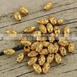 JS1228 Wholesale Gold Carved Flower Stardust Rice Beads,stardust Drum Spacer Beads thumbnail-1