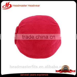 Custom Lining 100% Cotton Red Beret With Decorative Buttons on the Side thumbnail-2