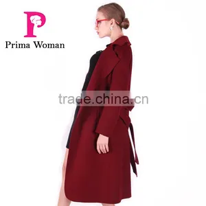 2016 New Design Fashion Women Length Slim Fit Wool Coat With Belt thumbnail-6