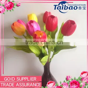 China Supplier Real Touch Room Decoration PU Tulip Flower Arrangement thumbnail-1
