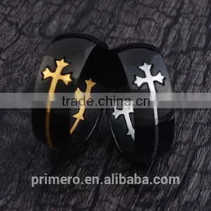Unique Charming Jewelry for Men and Women Detachable Cross High Polished Stainless Steel Gold Silver Plated Rings thumbnail-6