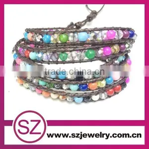 2015 Popular Accessory Wrap Leather Bracelet,beaded Leather Bracelet thumbnail-2