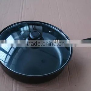 Carbon Steel Non-stick Chicken Fryer / Frying Pan With Glass Lid thumbnail-1