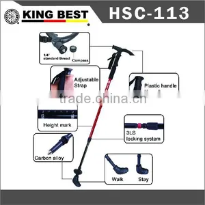KING BEST New Carbon Trekking Pole With Phone Holder 3-SECTION Adjustable Nordic Walking Poles Mountaineering Stick thumbnail-3