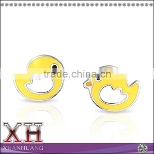 Yellow Enamel Cut Animal Duck Stud Kids Earrings thumbnail-1