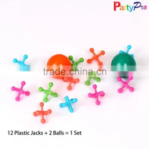 Kids Colored Ball & Jack Set Small Plastic Rubber Bouncy Balls thumbnail-1