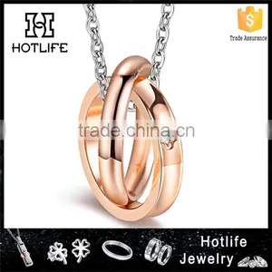 Rose Gold IP Plating Stainless Steel 316L Pendant With Ring thumbnail-1