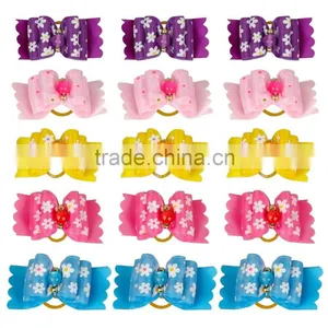 Flowers Pattern Wholesale Dog Boutique Hair Bows Small Dog Hair Bows thumbnail-3