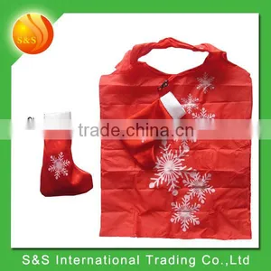 Lightweight Bright Color Santa Boots Nylon Foldable Shopping Bag thumbnail-1