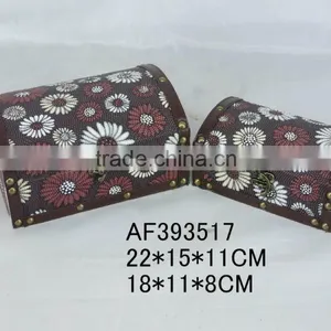 Wood Leather Flower Gift Jeweled Box thumbnail-1