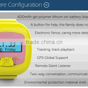 2015 Newest and Hot Selling Cartoon Kids Gps Tracking Watch Hone thumbnail-6