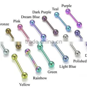 Titanium Anodized Straight Barbell Flesh Colored Tongue Barbell thumbnail-1