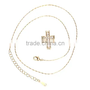 Jewelry Crystal 18k Gold Cross Pendant Necklace Quality Choice thumbnail-6