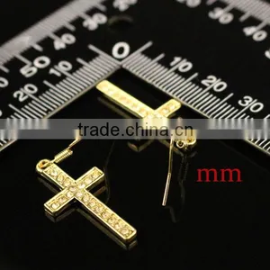 Crystal Gold Cross Dangle Women Earrings thumbnail-5