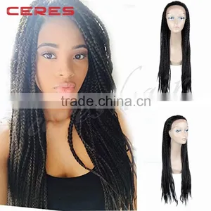 Cheap Natural Black Color Lace Front African Braided Wig for Black Women thumbnail-1