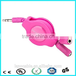 3.5mm Male to 3.5mm Female Aux Jack Retractable Cable thumbnail-1