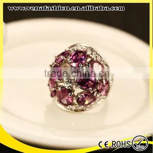 Purple Crystal Ring Diamond Napkin Ring, Crystal Stone Rings thumbnail-3