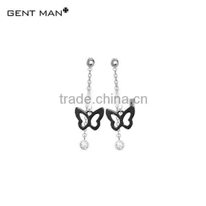 High-quality Fashion Black Butterfly Cubic Zirconia Ceramic Earring thumbnail-1