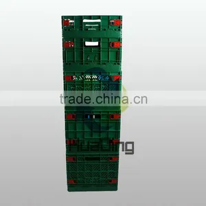 Plastic Nestable and Stackable Turnover Box and Storage Crate With Foldable Lid thumbnail-1