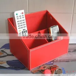 Leather Desk Stationery Organizer Storage Box, Pen/Pencil ,Cell Phone, Business Cards, Note Paper, Remote Control Holder thumbnail-1