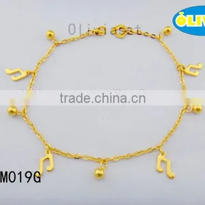 Olivia Jewelry 18K Gold Plated Stainless Steel Music Jewelry Anklet thumbnail-1