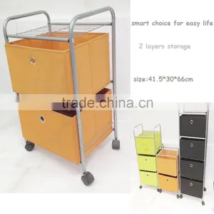 2 Layers Movable Storage Drawer Trolley With Wheel thumbnail-2
