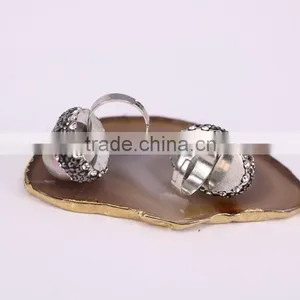 Nature Freshwater Pearl Rings, Silver Plated Metal With Crystal Zircon Paved Pearl Ring Jewelry thumbnail-3