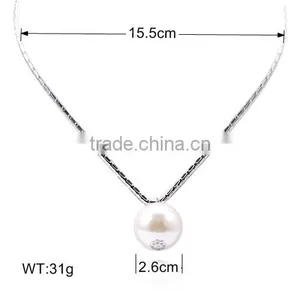 Latest Beautiful Wholesale Silver Chain Big Pearl Classical Style Elegant Necklace thumbnail-1