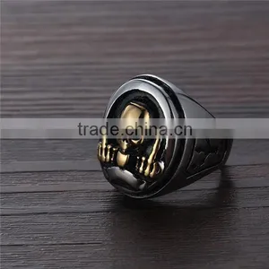 Hiphop Vintage Two Tone Devil Skull Ring thumbnail-3