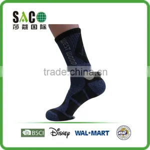 Blue and Black Yarn Doubling West Wood Words Pattern Cotton Sports Socks thumbnail-1