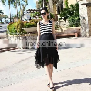 Striped Maternity Chiffon Dresses For Pregnant Women Sleeveless thumbnail-1