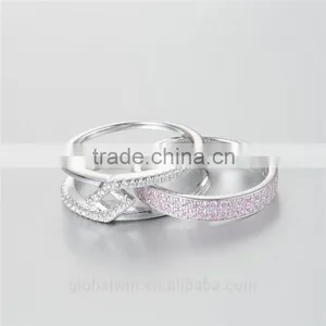 Vogue Double Jewelry Wedding Rings Pink Zircon Custom Wholesale 925 Sterling Silver Rings Jewelry For Womam thumbnail-6