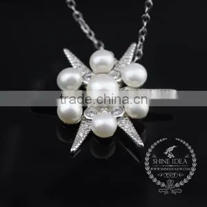 925 Sterling Silver Shining Star With Pearls Creative Pendant Necklace Fashion Women Necklace Jewelry 6360468 thumbnail-1