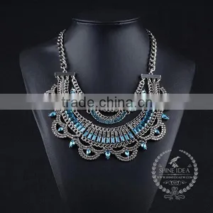 High Quality Vintage Rhinestone Chunky Statement Necklace Tin Alloy Fashion Women Pendant Necklace 6390084 thumbnail-1