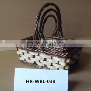 3 Sets Rectangular Willow Storage Basket With Handle thumbnail-1