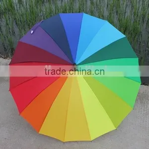 Yiwu Straight and Super Strong Rainbow Umbrella With Nylon Material Umbrella for Adult,rainbow Colorful Umbrella thumbnail-1