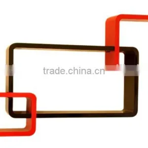 Kawachi 3 Retro Rectangle Wooden Rounded Floating Wall Storage Shelves thumbnail-3