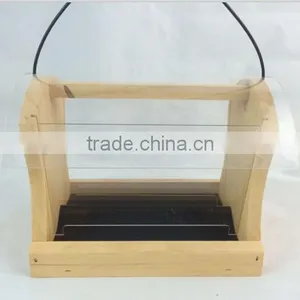 Handmade Wild Natural Wood Bird House Feeder With Acrylic Board thumbnail-1