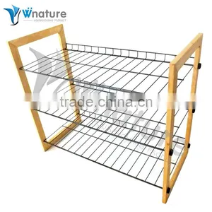 Vivinature 12-pair Shoe Rack Black Steel Wire With Wood Frame thumbnail-1