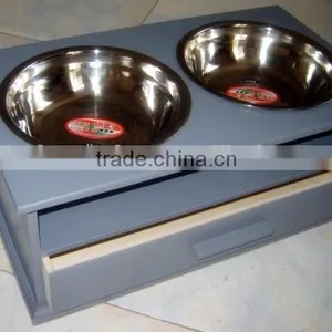 Pet Bowl With Stainless Steel Bowl, Pet Bowl With Stand, Drawer thumbnail-1