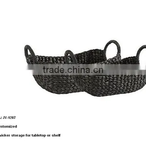 Rustic Black Wicker Basket for Table Top or Shelf thumbnail-1