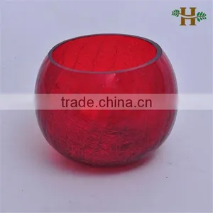 Handmade Crackle Round Colored Glass Fish Bowl thumbnail-3